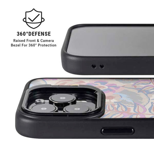 Warm Taupe Floral iPhone 15 Pro Kickstand Case