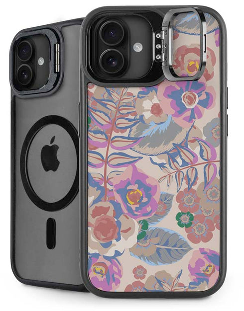 Warm Taupe Floral iPhone 16 Kickstand Case