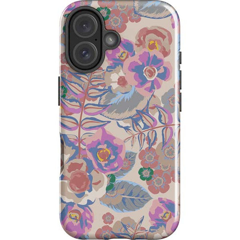 Warm Taupe Floral iPhone 16 Plus Impact Case