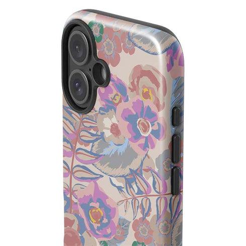 Warm Taupe Floral iPhone 16 Plus Impact Case