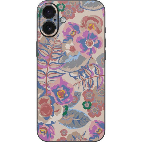 Warm Taupe Floral iPhone 16 Plus Skin