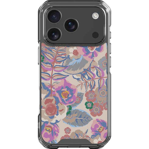 Warm Taupe Floral iPhone 18 Pro Clear Case
