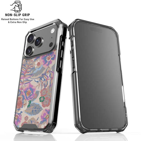Warm Taupe Floral iPhone 18 Pro Clear Case