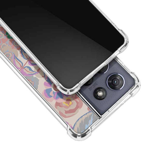 Warm Taupe Floral Moto G 5G (2025) Clear Case