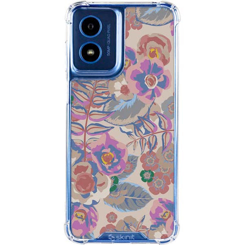 Warm Taupe Floral Moto G 5G (2024) Clear Case
