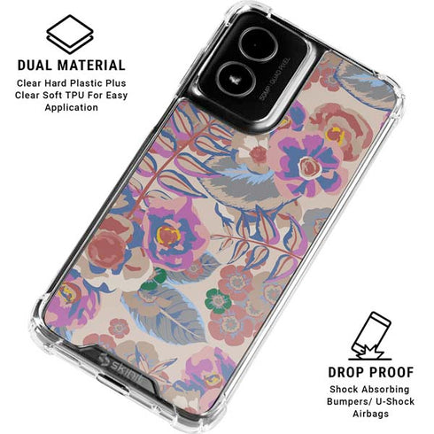 Warm Taupe Floral Moto G Power 5G (2024) Clear Case