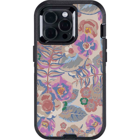 Warm Taupe Floral Otterbox Defender iPhone Skin