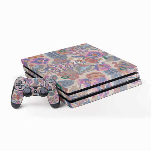 Warm Taupe Floral PlayStation PS4 Skins