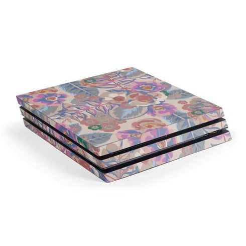 Warm Taupe Floral PlayStation PS4 Skins