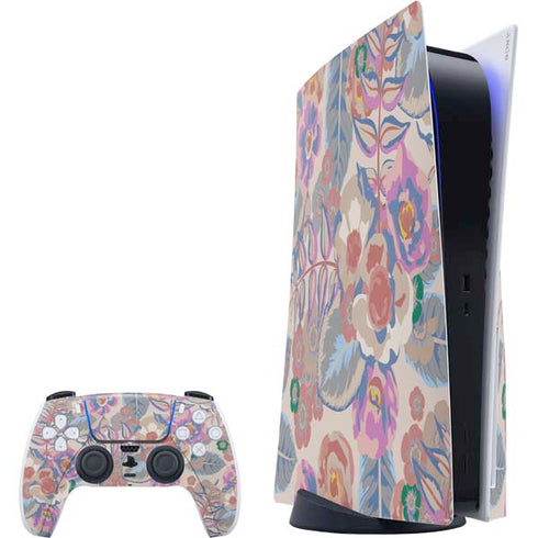 Warm Taupe Floral PlayStation PS5 Skins