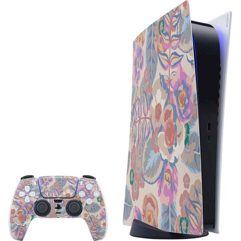 Warm Taupe Floral PlayStation PS5 Skins
