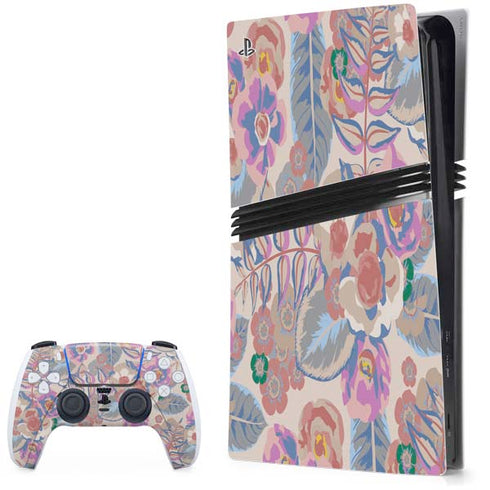 Warm Taupe Floral PlayStation PS5 Skins