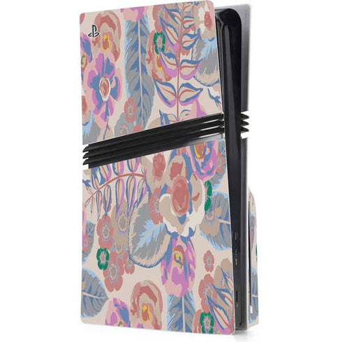 Warm Taupe Floral PS5 Pro Disk Console Skin