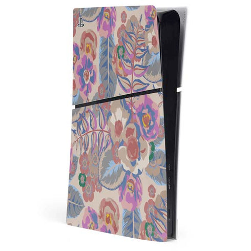 Warm Taupe Floral PS5 Slim Digital Edition Console Skin