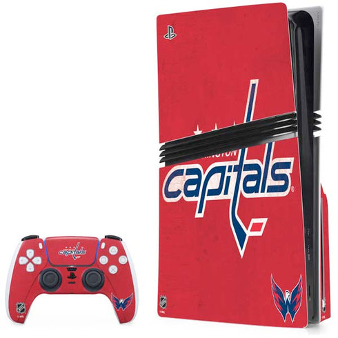 NHL Washington Capitals Distressed PS5 Pro Disk Bundle Skin