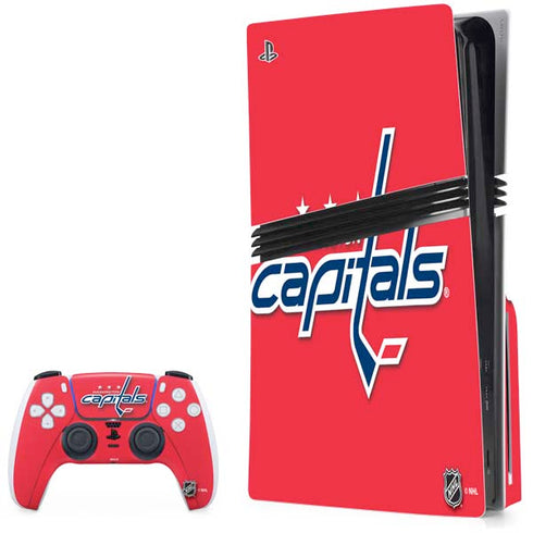 NHL Washington Capitals Solid Background PS5 Pro Disk Bundle Skin