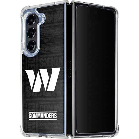 NFL Washington Commanders Black and White Galaxy Z Fold5 5G Clear Case