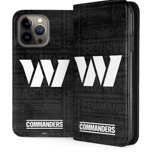 NFL Washington Commanders Black and White iPhone 15 Pro Max Folio Case