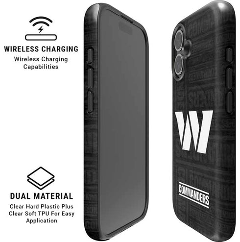 NFL Washington Commanders Black and White iPhone 16 Magsafe Impact Case