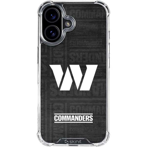 NFL Washington Commanders Black and White iPhone 16 Plus Clear Case
