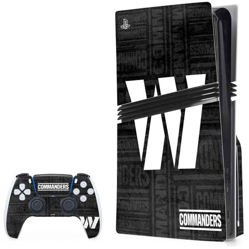 NFL Washington Commanders Black and White PS5 Pro Disk Bundle Skin
