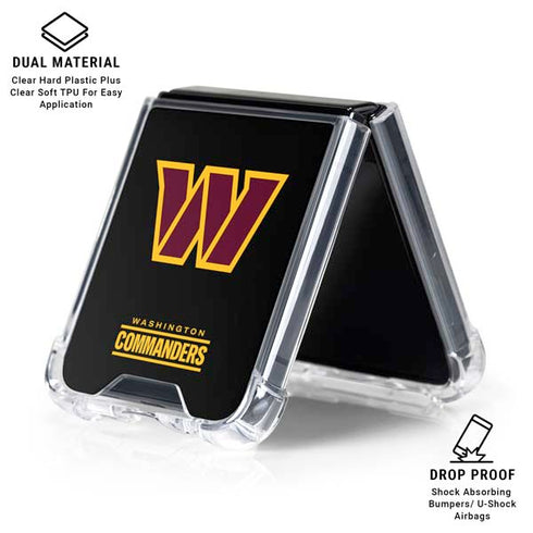 NFL Washington Commanders Black Background Galaxy Z Flip7 Clear Case
