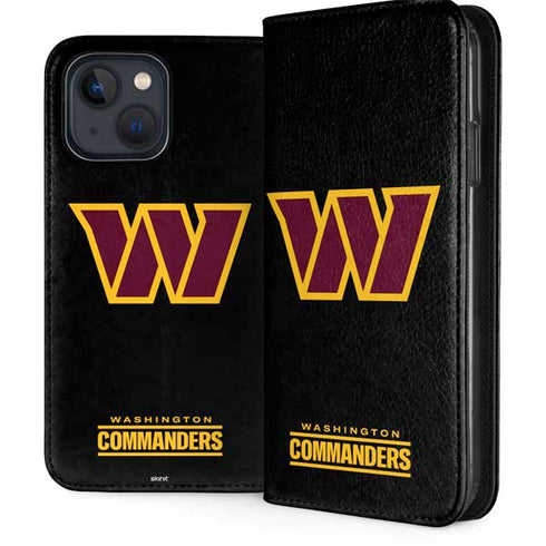 NFL Washington Commanders Black Background iPhone 15 Plus Folio Case