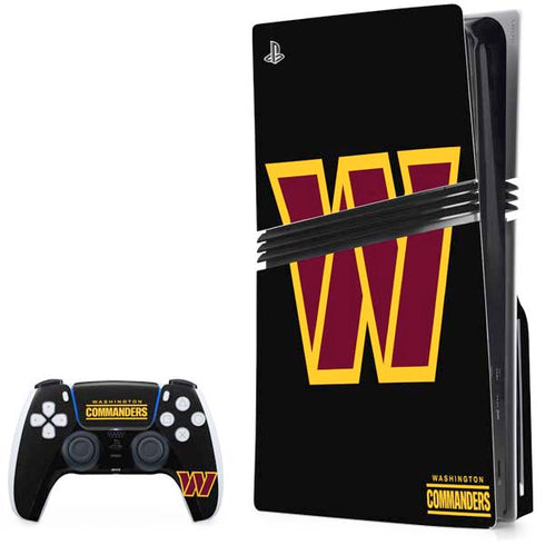 NFL Washington Commanders Black Background PS5 Pro Disk Bundle Skin
