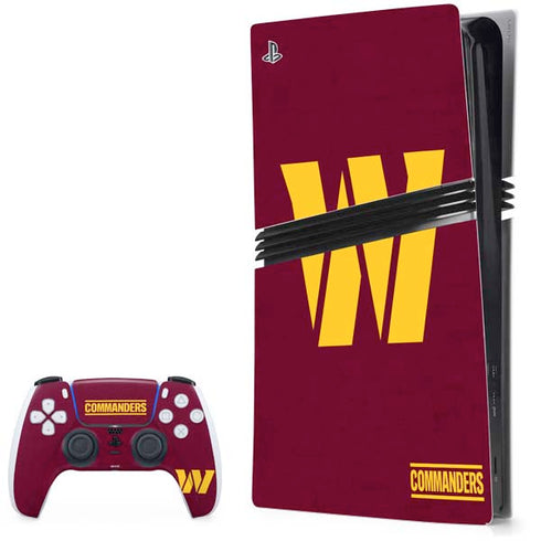 NFL Washington Commanders Distressed PS5 Pro Bundle Skin