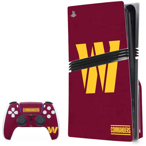 NFL Washington Commanders Distressed PS5 Pro Disk Bundle Skin