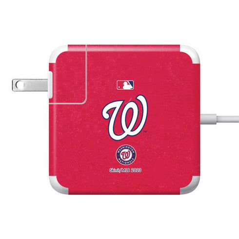 MLB Washington Nationals - Solid Distressed 85W Power Adapter (15 and 17 inch MacBook Pro Charger) Skin