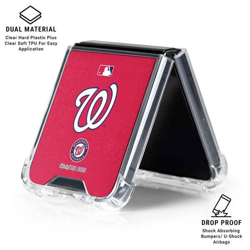 MLB Washington Nationals - Solid Distressed Galaxy Z Flip6 Clear Case