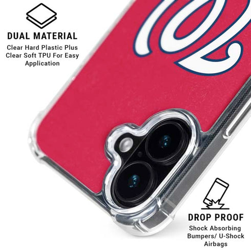 MLB Washington Nationals - Solid Distressed iPhone 16 Plus Clear Case
