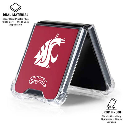 Washington State University Cougars Logo Galaxy Z Flip7 Clear Case