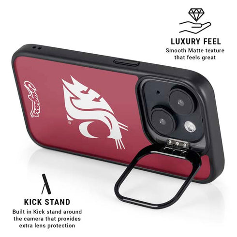 Washington State University Cougars Logo iPhone 14 Plus Kickstand Case