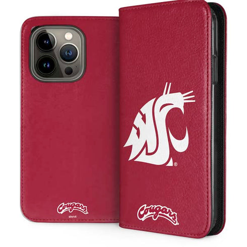 Washington State University Cougars Logo iPhone 15 Pro Folio Case