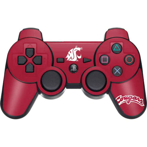 Washington State University Cougars Logo PS3 Dual Shock wireless controller Skin