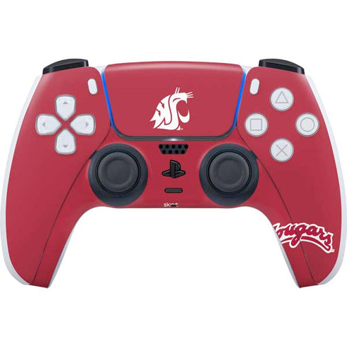 Washington State University Cougars Logo PS5 Controller Skin