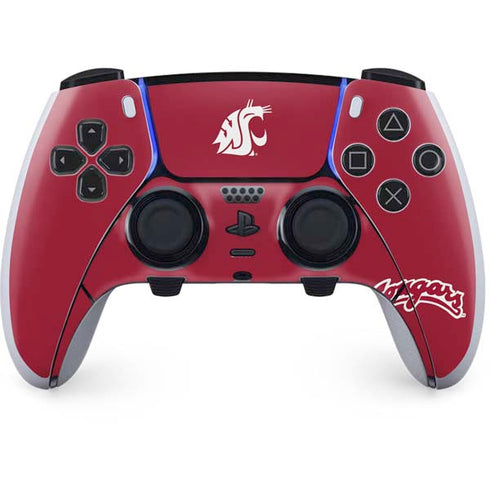 Washington State University Cougars Logo PS5 DualSense Edge Pro Controller Skin