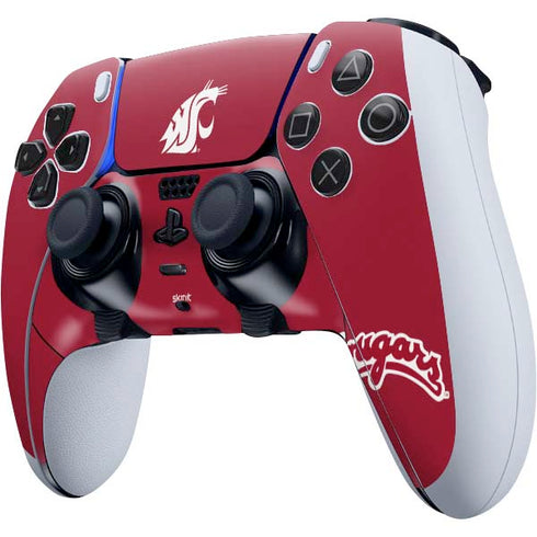 Washington State University Cougars Logo PS5 DualSense Edge Pro Controller Skin