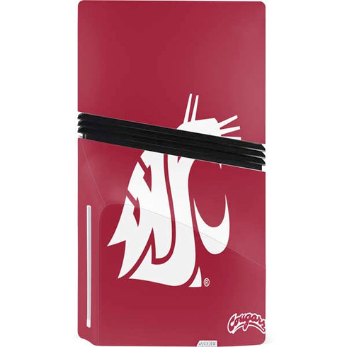Washington State University Cougars Logo PS5 Pro Disk Console Skin