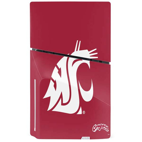 Washington State University Cougars Logo PS5 Slim Disk Bundle Skin