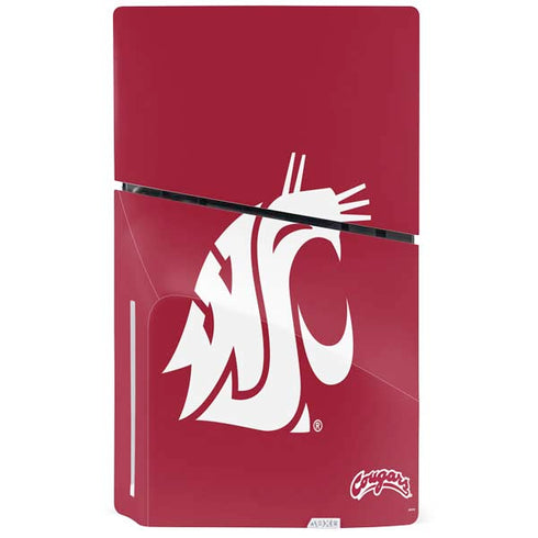 Washington State University Cougars Logo PS5 Slim Disk Console Skin