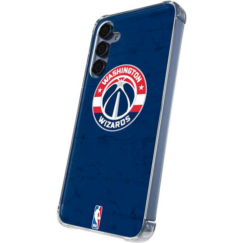NBA Washington Wizards Blue Distressed Galaxy A35 5G Clear Case