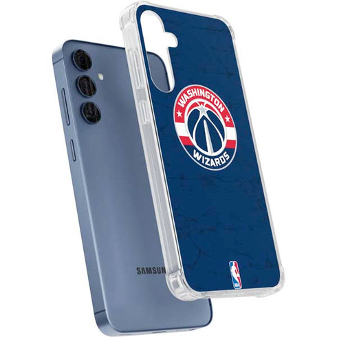 NBA Washington Wizards Blue Distressed Galaxy A35 5G Clear Case