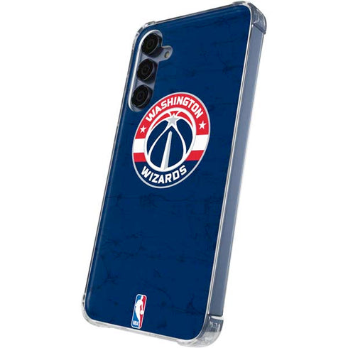 NBA Washington Wizards Blue Distressed Galaxy A55 5G Clear Case