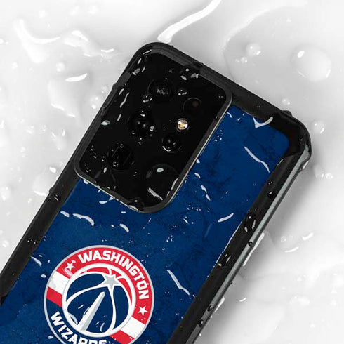 NBA Washington Wizards Blue Distressed Galaxy S24 Ultra Waterproof Case