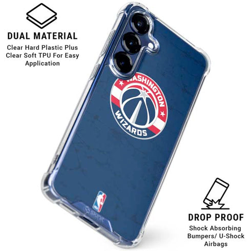 NBA Washington Wizards Blue Distressed Galaxy S25 Plus Clear Case