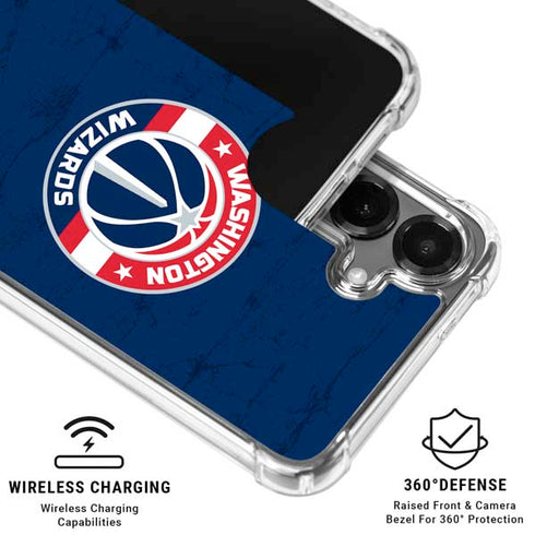 NBA Washington Wizards Blue Distressed Galaxy S26 Clear Case