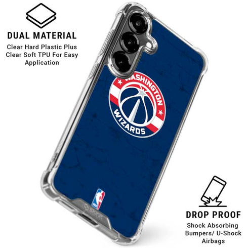 NBA Washington Wizards Blue Distressed Galaxy S26 Plus Clear Case